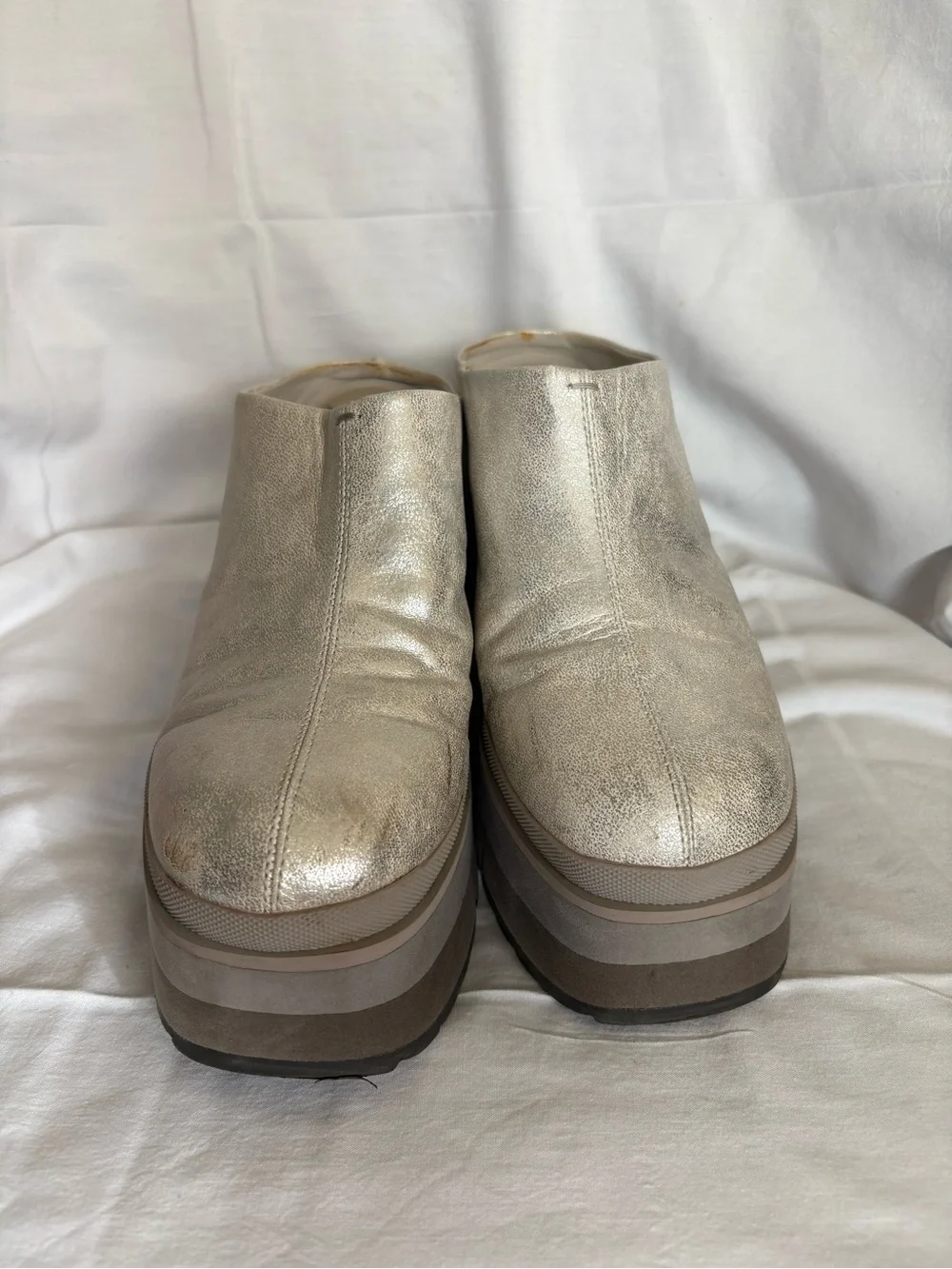 Coach Metallic Silver Platform Clogs